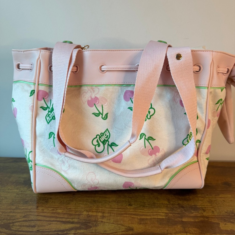 New Juicy Couture Cherry Gelato Retro Light Pink Daydreamer Tote Handbag Y2K - Picture 4 of 7